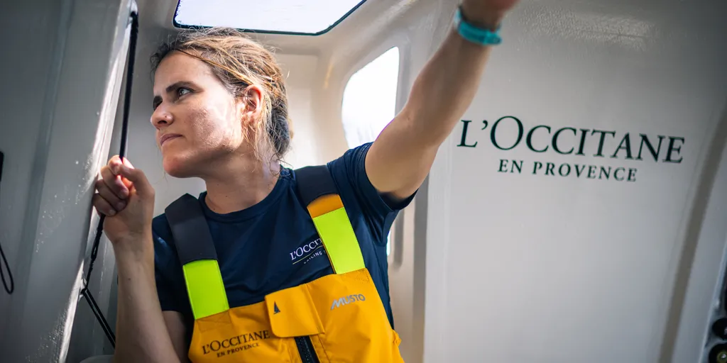 UNKNOWN - JULY 19, 2023 : L’Occitane en Provence skipper Clarisse Crémer (FRA) is pictured on July 19, 2023 in Unknown - Photo by Georgia Schofield / Alex Thomson Racing