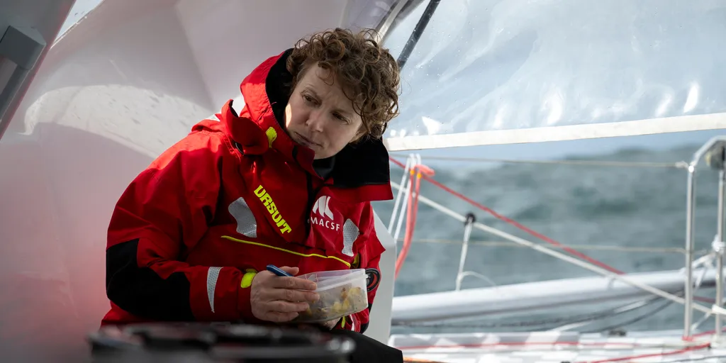 LORIENT, FRANCE - APRIL 9, 2024 : MACSF skipper Isabelle Joschke (GER-FRA) is pictured on April 9, 2024 in Lorient, France - Photo by Ronan Gladu 