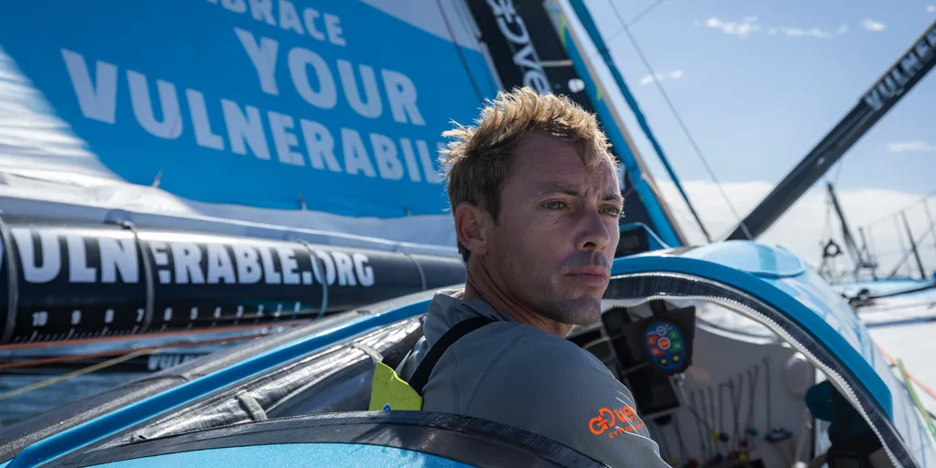 LORIENT, FRANCE - SEPTEMBER 12, 2024 : VULNERABLE skipper Thomas Ruyant (FRA) is pictured on September 12, 2024 off Groix, Lorient, France - Photo by Pierre Bouras