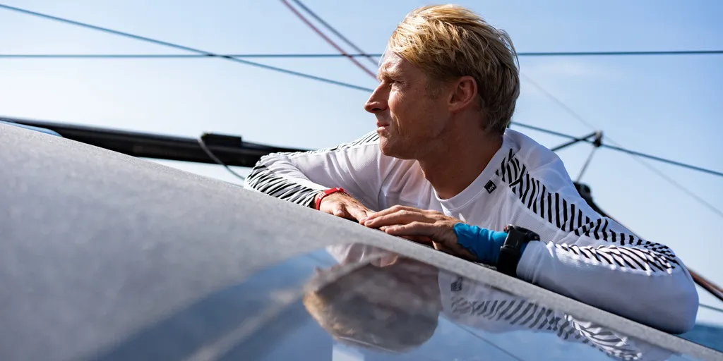 LORIENT, FRANCE - 15 SEPTEMBRE 2022 : Maxime Sorel (FRA), skipper du VandB - Monbana - Mayenne, le 15 septembre 2024 à Lorient, France - Photo Gauthier Lebec