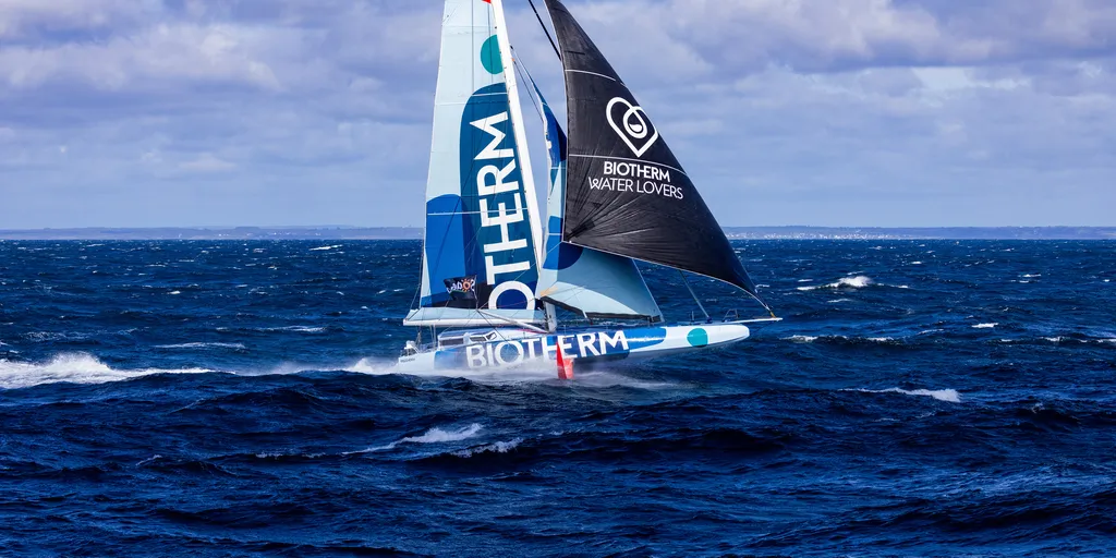 LORIENT, FRANCE - SEPTEMBER 27, 2024 : Biotherm skipper Paul Meilhat (FRA) is pictured training on September 27, 2024 in Lorient, France - Photo by Qaptur