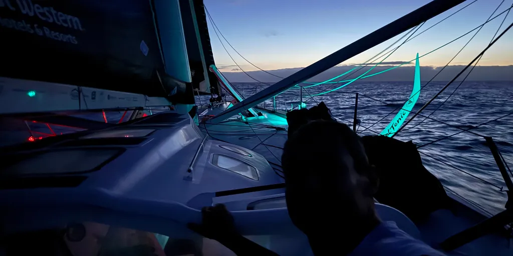 RACE, NOVEMBER 28, 2024 : Photo sent from the boat Fortinet - Best Western during the Vendee Globe sailing race on November 28, 2024. (Photo by skipper Romain Attanasio)