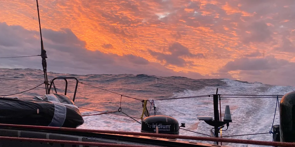 RACE, DECEMBER 02, 2024 : Photo sent from the boat TeamWork - Team Snef during the Vendee Globe sailing race on December 03, 2024. (Photo by skipper Justine Mettraux)
Sunset