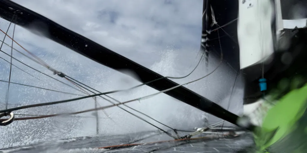 RACE, DECEMBER 10, 2024 : Photo sent from the boat GUYOT Environnement - Water Family during the Vendee Globe sailing race on December 10, 2024. (Photo by skipper Benjamin Dutreux)