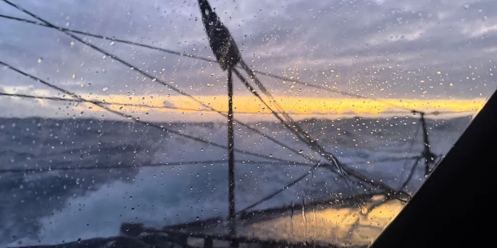 RACE, DECEMBER 11, 2024 : Photo sent from the boat GUYOT Environnement - Water Family during the Vendee Globe sailing race on December 11, 2024. (Photo by skipper Benjamin Dutreux)