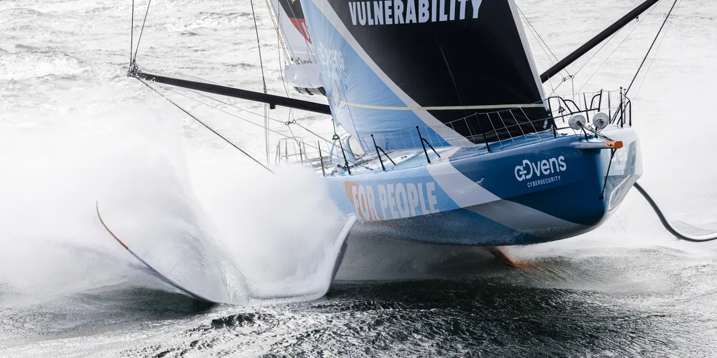 LORIENT, FRANCE - APRIL 16, 2024 : VULNERABLE skipper Thomas Ruyant (FRA) is pictured training on April 16, 2024 off Lorient, France. (Photo by Eloi Stichelbaut / Polaryse )