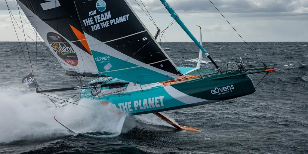 LORIENT, FRANCE - SEPTEMBER 27, 2024 : VULNERABLE skipper Sam Goodchild (GBR) is pictured during training, on September 27, 2024 off Groix, France - Photo Pierre Bouras