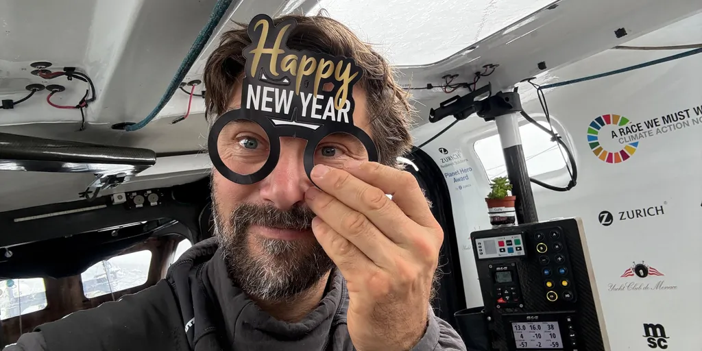RACE, DECEMBER 31, 2024 : Photo sent from the boat Malizia - Seaexplorer during the Vendee Globe sailing race on December 31, 2024. (Photo by skipper Boris Herrmann)
Happy New Year