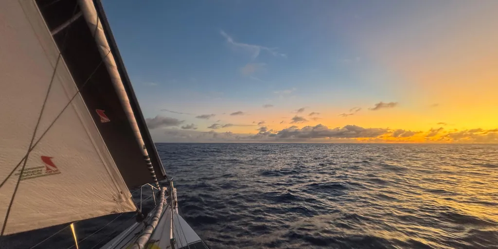 RACE, JANUARY 15, 2025 : Photo sent from the boat MS Amlin during the Vendee Globe sailing race on January 15, 2025. (Photo by skipper Conrad Colman)