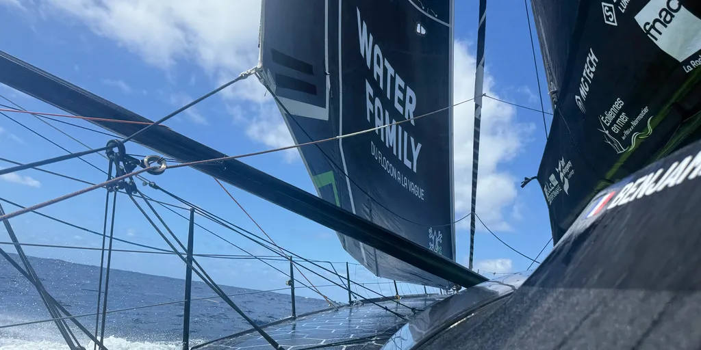 RACE, JANUARY 17, 2025 : Photo sent from the boat GUYOT Environnement - Water Family during the Vendee Globe sailing race on January 17, 2025. (Photo by skipper Benjamin Dutreux)