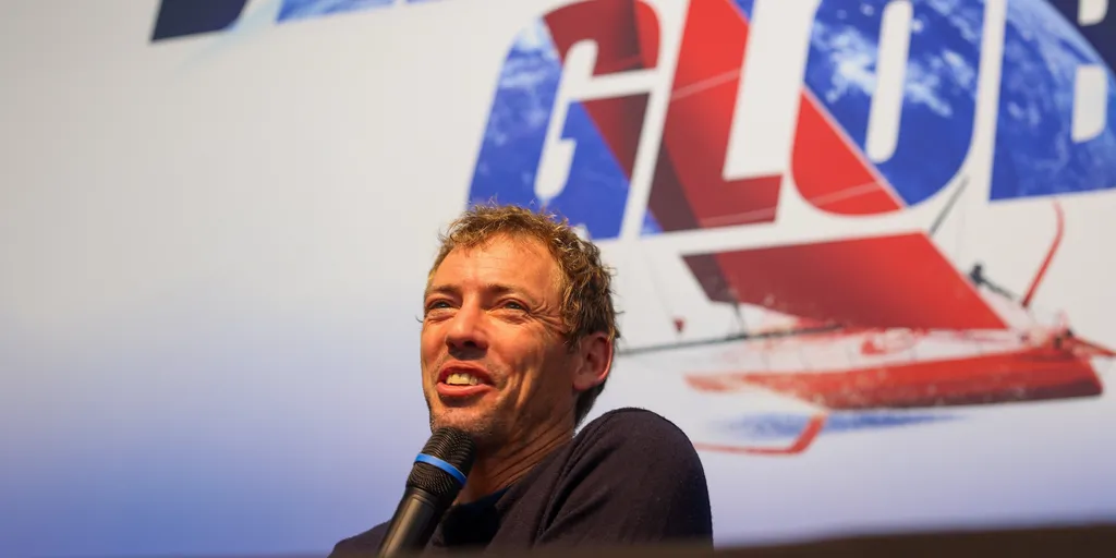 LES SABLES D'OLONNE, FRANCE - JANUARY 25, 2025 : VULNERABLE skipper Thomas Ruyant (FRA) is photographed during his press conference after taking 7th place in the Vendee Globe, on January 25, 2025 in Les Sables d'Olonne, France - (Photo by  / Alea)