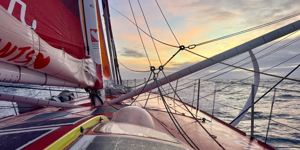 RACE, JANUARY 25, 2025 : Photo sent from the boat Initiatives-Coeur during the Vendee Globe sailing race on January 25, 2025. (Photo by skipper Sam Davies)