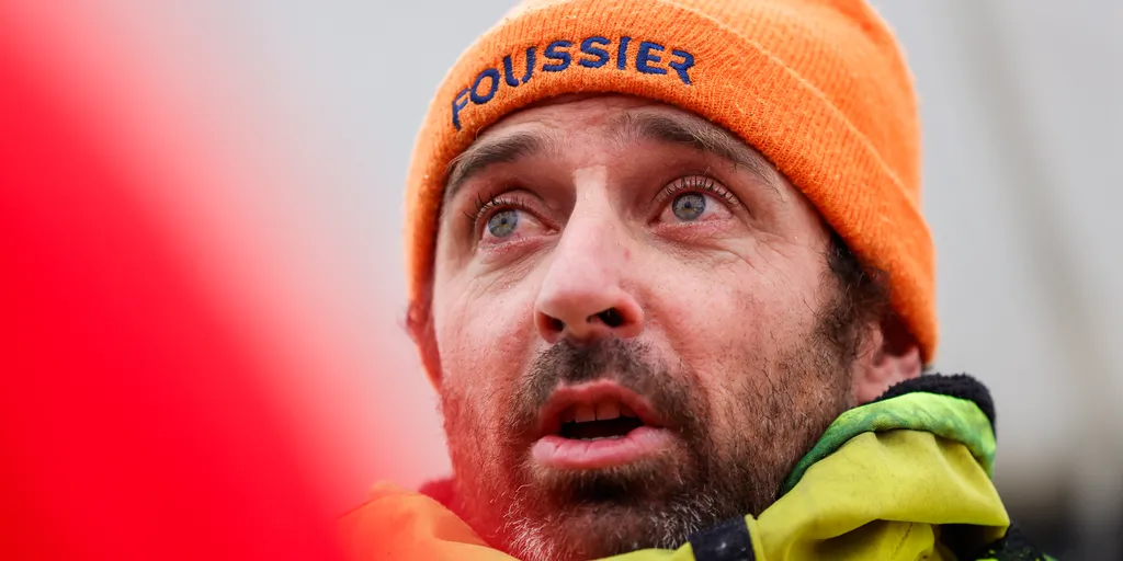 LES SABLES D’OLONNE, FRANCE - FEBRUARY 09, 2025 : FOUSSIER skipper Sébastien Marsset (FRA) is in the channel photographed after taking 27th place in the Vendee Globe, on February 09, 2025 in Les Sables d'Olonne, France - (Photo by Anne Beauge / Alea)