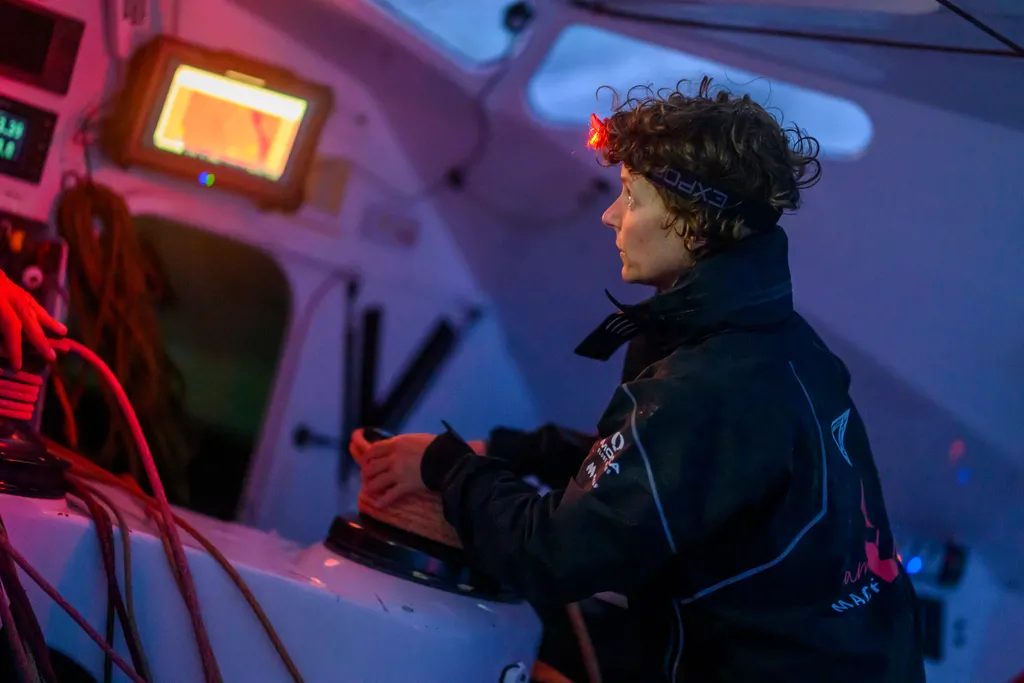 LORIENT, FRANCE - 13 SEPTEMBRE 2024 : Isabelle Joschke (GER-FRA), skipper de la MACSF, est photographiée le 13 septembre 2024 à Lorient, France - Photo par Ronan Gladu