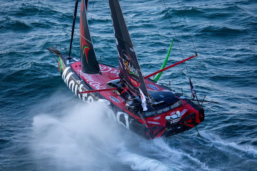 LA ROCHELLE, FRANCE - OCTOBER 8, 2024 : Maître Coq V skipper Yannick Bestaven (FRA) is pictured on October 8, 2024 off La Rochelle, France - Photo by Christophe Breschi