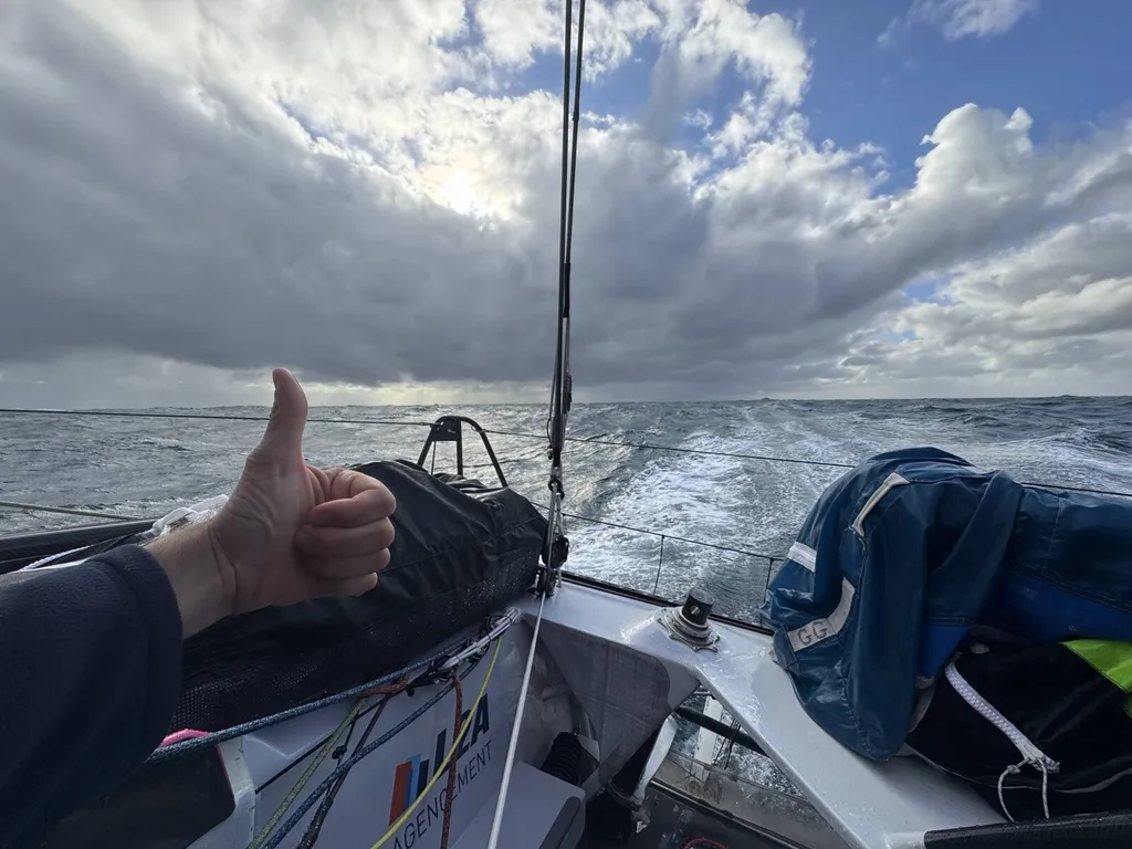 COURSE, 04 DÉCEMBRE 2024 : Photo envoyée depuis le bateau Lazare lors de la course à la voile du Vendée Globe le 04 décembre 2024. (Photo du skipper Tanguy Le Turquais)