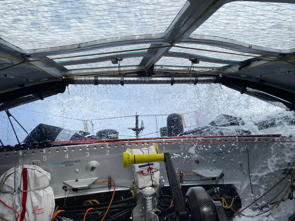RACE, DECEMBER 10, 2024 : Photo sent from the boat TeamWork - Team Snef during the Vendee Globe sailing race on December 10, 2024. (Photo by skipper Justine Mettraux)
