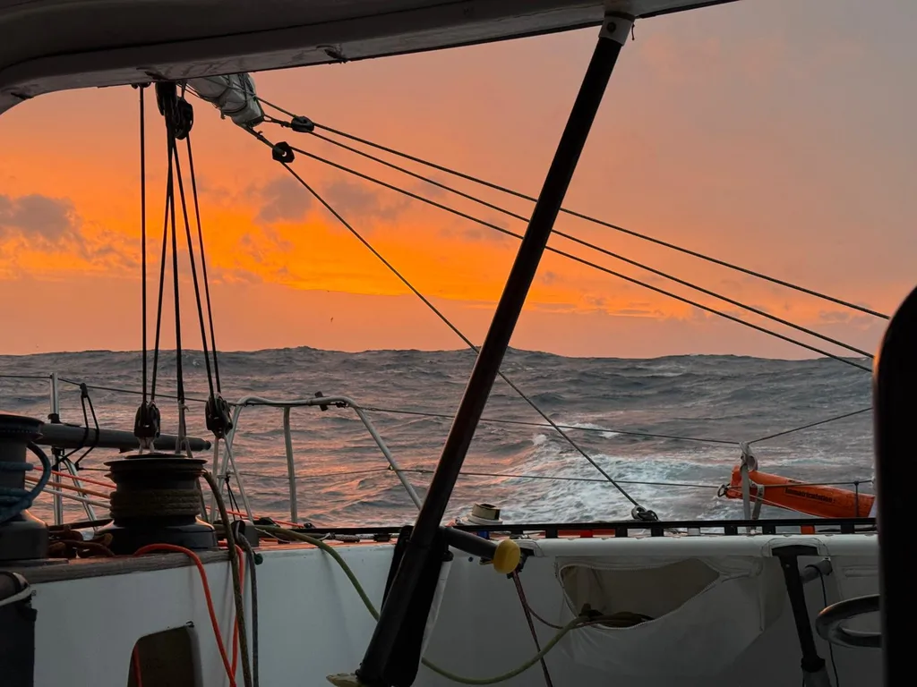 RACE, DECEMBER 10, 2024 : Photo sent from the boat Singchain Team Haikou during the Vendee Globe sailing race on December 10, 2024. (Photo by skipper Jingkun Xu)