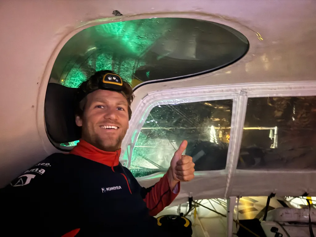 RACE, DECEMBER 18, 2024 : Photo sent from the boat Monnoyeur - DUO for a JOB during the Vendee Globe sailing race on December 18, 2024. (Photo by skipper Benjamin Ferré)