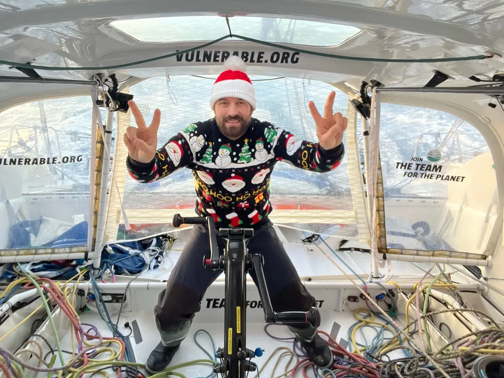 RACE, DECEMBER 24, 2024 : Photo sent from the boat VULNERABLE SG during the Vendee Globe sailing race on December 24, 2024. (Photo by skipper Sam Goodchild)
Christmas