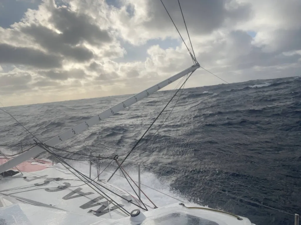 RACE, DECEMBER 29, 2024 : Photo sent from the boat MACSF during the Vendee Globe sailing race on December 29, 2024. (Photo by skipper Isabelle Joschke)
No starboard foil