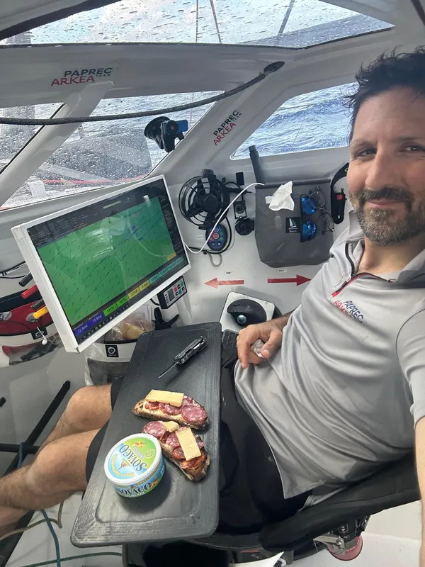 RACE, NOVEMBER 16, 2024 : Photo sent from the boat PAPREC ARKÉA during the Vendee Globe sailing race on November 16, 2024. (Photo by skipper Yoann Richomme)