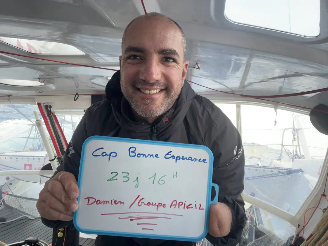 COURSE, 04 DÉCEMBRE 2024 : Photo envoyée depuis le bateau Groupe APICIL lors de la course à la voile du Vendée Globe le 04 décembre 2024. (Photo du skipper Damien Seguin) Cap de Bonne Espérance