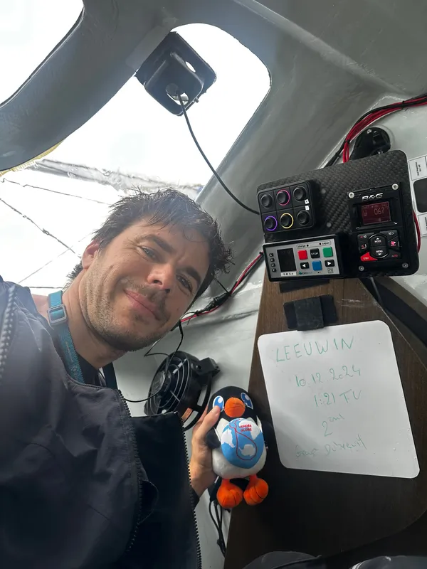 RACE, DECEMBER 10, 2024 : Photo sent from the boat Groupe Dubreuil during the Vendee Globe sailing race on December 10, 2024. (Photo by skipper Sébastien Simon)