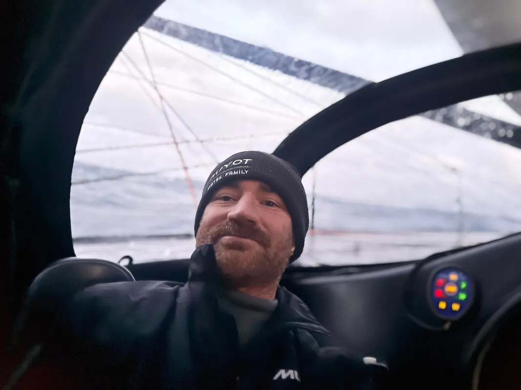 RACE, DECEMBER 17, 2024 : Photo sent from the boat GUYOT Environnement - Water Family during the Vendee Globe sailing race on December 17, 2024. (Photo by skipper Benjamin Dutreux)
