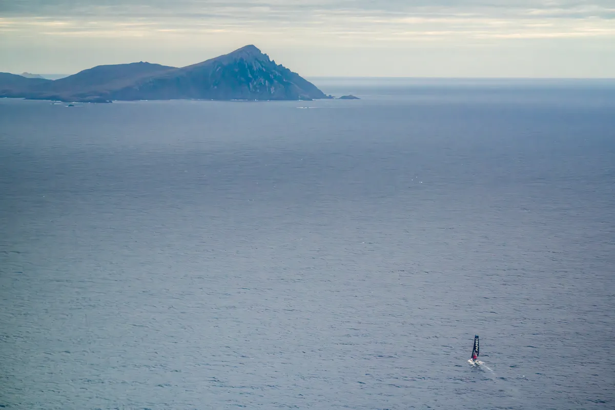 RACE, DECEMBER 24, 2024 : PAPREC ARKÉA skipper Yoann Richomme (FRA) is photographed rounding Cape Horn in first place during the Vendee Globe sailing race on December 24, 2024. (Photo by Vendee Globe)