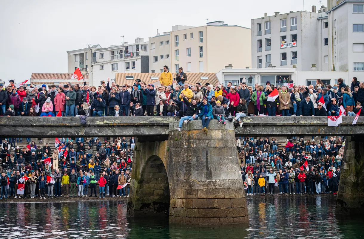 LES SABLES D'OLONNE, FRANCE - NOVEMBER 10, 2024: The crowd is photographed in the channel before start of the Vendee Globe, on November 10, 2024 in Les Sables d'Olonne, France - (Photo by Bernard Le Bars / Alea)