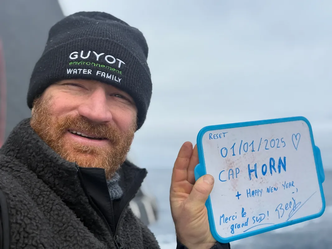 RACE, JANUARY 01, 2024 : Photo sent from the boat GUYOT Environnement - Water Family during the Vendee Globe sailing race on January 01, 2024. (Photo by skipper Benjamin Dutreux)
Cape Horn