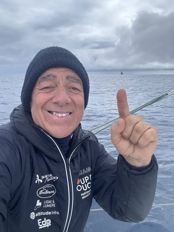 RACE, JANUARY 02, 2025 : Photo sent from the boat Coup de Pouce during the Vendee Globe sailing race on January 02, 2025. (Photo by skipper Manuel Cousin)
Nexans - Wewise skipper Fabrice Amedeo (FRA) in sight
