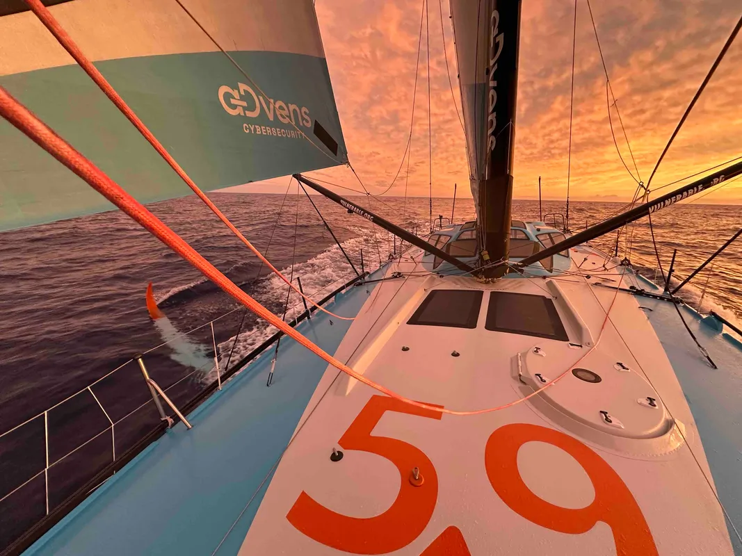 RACE, DECEMBER 05, 2024 : Photo sent from the boat VULNERABLE skipper Thomas Ruyant (FRA) during the Vendee Globe sailing race on December 06, 2024. (Photo by skipper Thomas Ruyant)
Sunset
