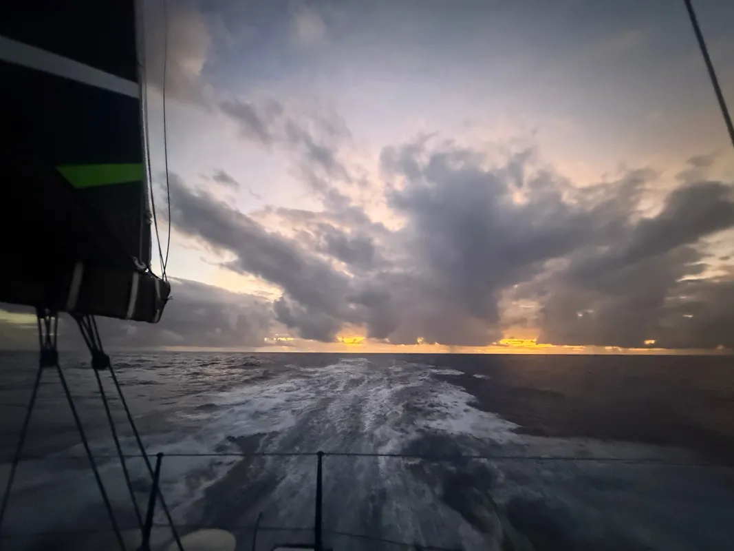 RACE, JANUARY 06, 2024 : Photo sent from the boat GUYOT Environnement - Water Family during the Vendee Globe sailing race on January 06, 2024. (Photo by skipper Benjamin Dutreux)
