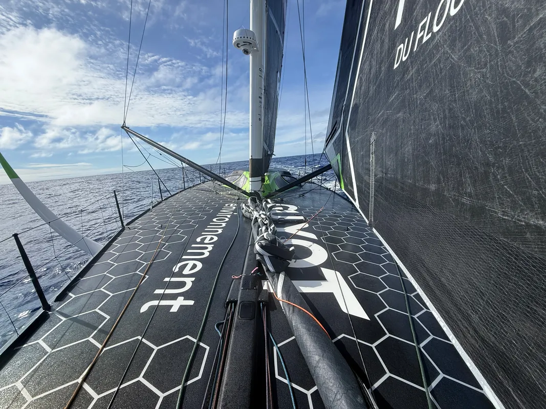 RACE, JANUARY 10, 2025 : Photo sent from the boat GUYOT Environnement - Water Family during the Vendee Globe sailing race on January 10, 2025. (Photo by skipper Benjamin Dutreux)
