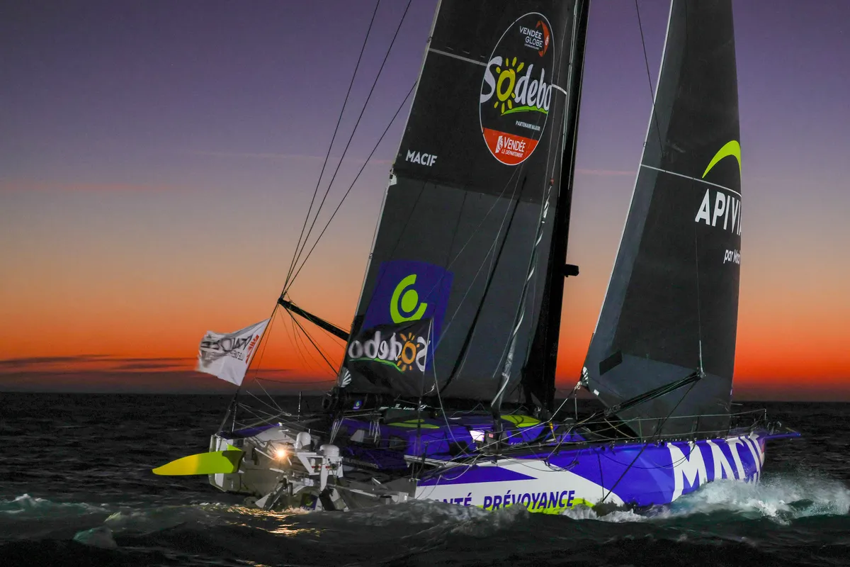 LES SABLES D'OLONNE, FRANCE - JANUARY 14, 2025 : MACIF Santé Prévoyance skipper Charlie Dalin (FRA) is photographed after winning the Vendee Globe, on January 14, 2025 in Les Sables d'Olonne, France - (Photo by Jean-Marie Liot / Alea)