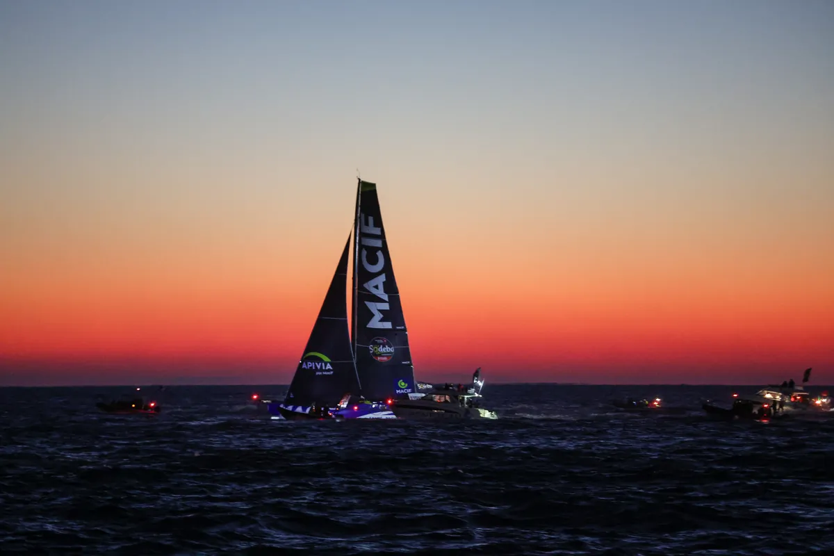 LES SABLES D'OLONNE, FRANCE - JANUARY 14, 2025 : MACIF Santé Prévoyance skipper Charlie Dalin (FRA) is photographed after winning the Vendee Globe, on January 14, 2025 in Les Sables d'Olonne, France - (Photo by Mark Lloyd / Alea)