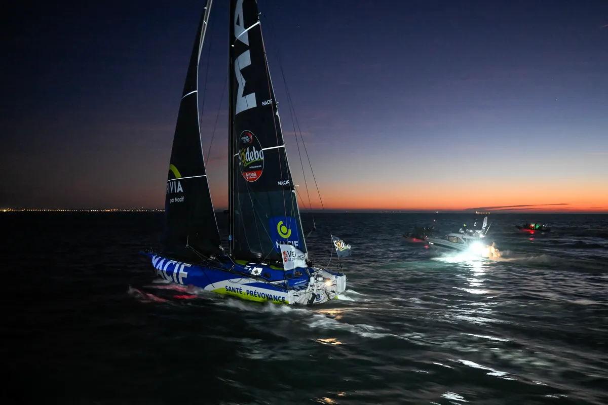 LES SABLES D'OLONNE, FRANCE - JANUARY 14, 2025 : MACIF Santé Prévoyance skipper Charlie Dalin (FRA) is photographed after winning the Vendee Globe 2024, on January 14, 2025 in Les Sables d'Olonne, France. (Photo by Jean-Louis Carli / Alea)