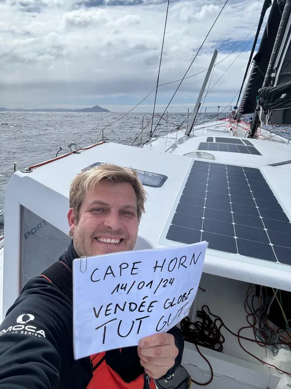 RACE, JANUARY 14, 2025 : Photo sent from the boat Tut Gut. Sailing rounding Cape Horn during the Vendee Globe sailing race on January 14, 2025. (Photo by skipper Oliver Heer)
