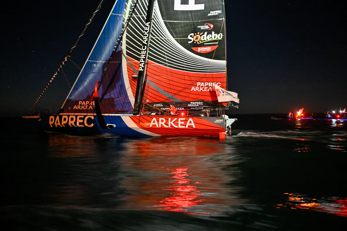 LES SABLES D'OLONNE, FRANCE - JANUARY 15, 2025 : PAPREC ARKÉA skipper Yoann Richomme (FRA) is photographed after coming in second place in the Vendee Globe 2024, on January 15, 2025 in Les Sables d'Olonne, France. (Photo by Jean-Louis Carli / Alea)