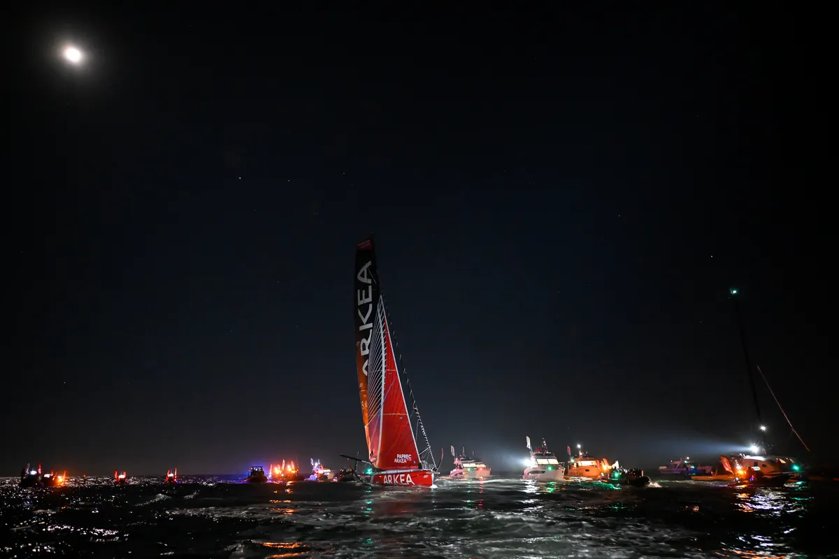 LES SABLES D'OLONNE, FRANCE - JANUARY 15, 2025 : PAPREC ARKÉA skipper Yoann Richomme (FRA) is photographed after coming in second place in the Vendee Globe 2024, on January 15, 2025 in Les Sables d'Olonne, France. (Photo by Jean-Louis Carli / Alea)