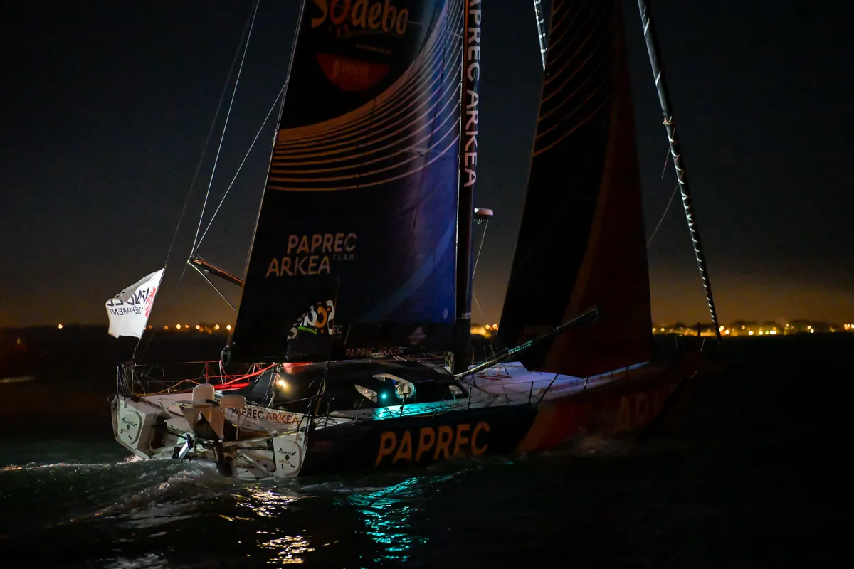 LES SABLES D'OLONNE, FRANCE - JANUARY 15, 2025 : PAPREC ARKÉA skipper Yoann Richomme (FRA) is photographed after coming in second place in the Vendee Globe 2024, on January 15, 2025 in Les Sables d'Olonne, France. (Photo by Olivier Blanchet / Alea)