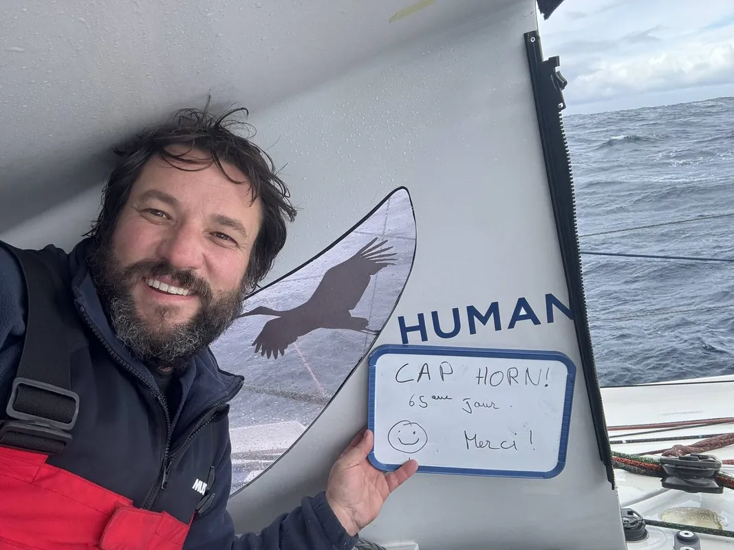 RACE, JANUARY 15, 2024 : Photo sent from the boat HUMAN Immobilier rounding Cape Horn during the Vendee Globe sailing race on January 15, 2024. (Photo by skipper Antoine Cornic)