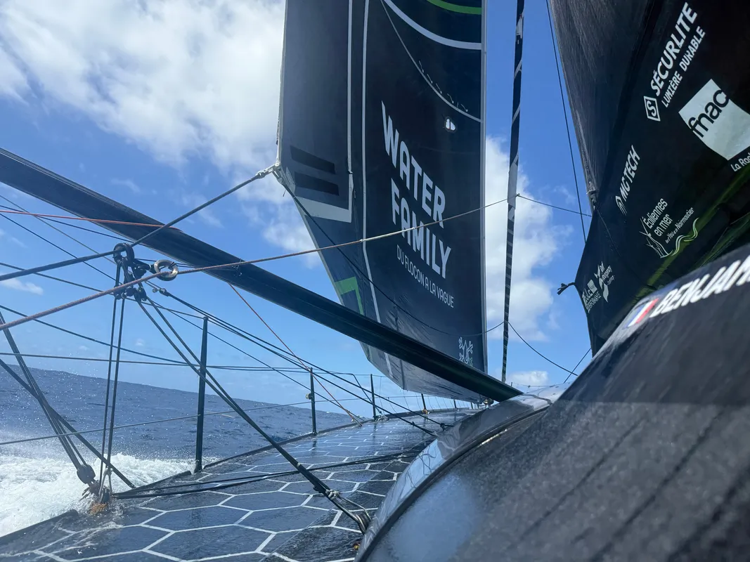 RACE, JANUARY 17, 2025 : Photo sent from the boat GUYOT Environnement - Water Family during the Vendee Globe sailing race on January 17, 2025. (Photo by skipper Benjamin Dutreux)