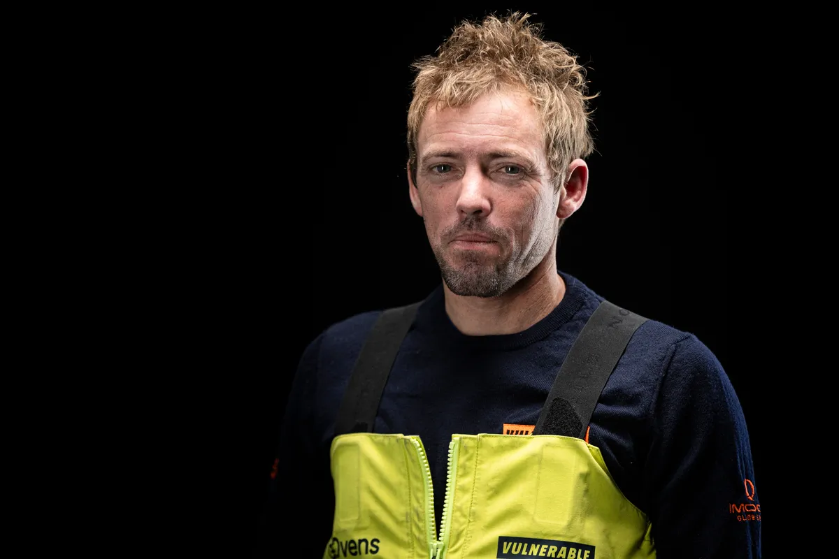 LES SABLES D'OLONNE, FRANCE - JANUARY 25, 2025 : VULNERABLE skipper Thomas Ruyant (FRA) is photographed in studio, after taking 7th place in the Vendee Globe, on January 25, 2025 in Les Sables d'Olonne, France - (Photo by Mark Lloyd / Alea)