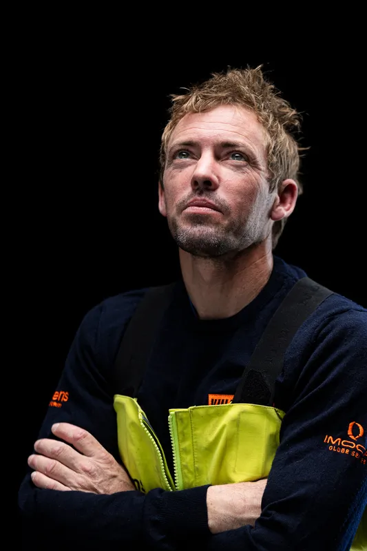 LES SABLES D'OLONNE, FRANCE - JANUARY 25, 2025 : VULNERABLE skipper Thomas Ruyant (FRA) is photographed in studio, after taking 7th place in the Vendee Globe, on January 25, 2025 in Les Sables d'Olonne, France - (Photo by Mark Lloyd / Alea)