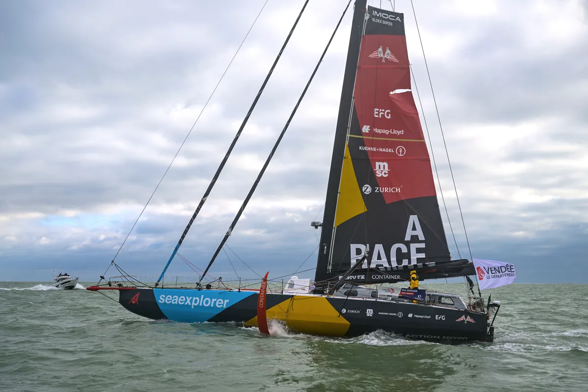 LES SABLES D'OLONNE, FRANCE - 30 JANVIER 2025 : Malizia - Le skipper de Seaexplorer Boris Herrmann (GER) est photographié après avoir pris la 12ème place du Vendée Globe, le 30 janvier 2025 aux Sables d'Olonne, France - (Photo by Olivier Blanchet / Alea)