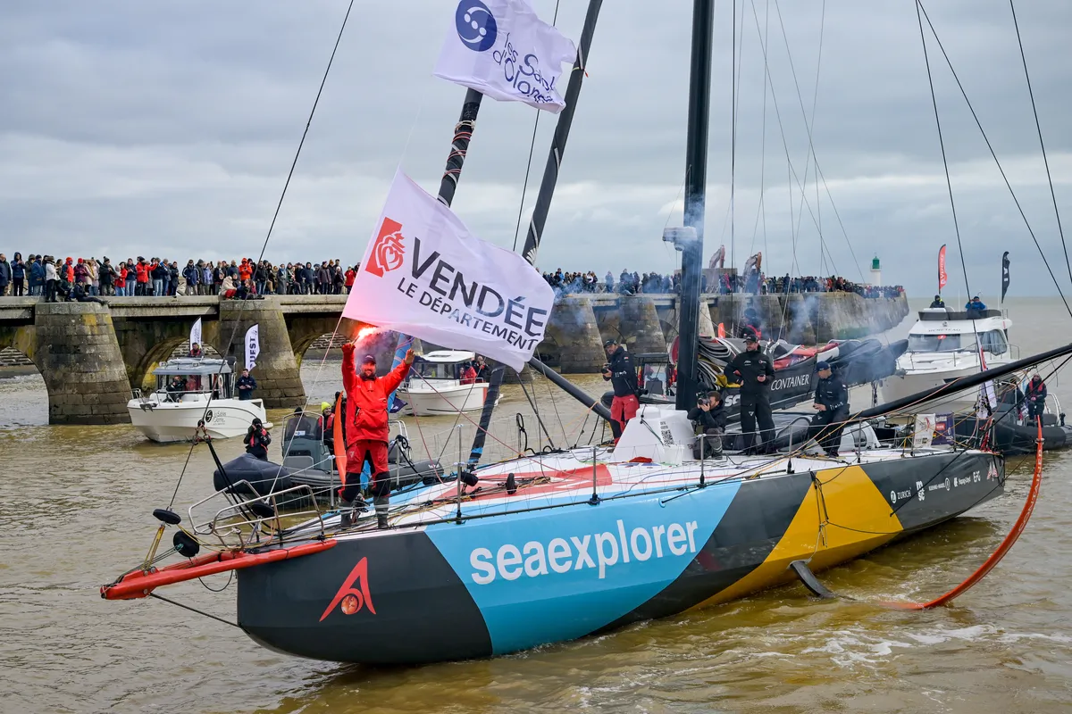 LES SABLES D'OLONNE, FRANCE - 30 JANVIER 2025 : Malizia - Le skipper de Seaexplorer Boris Herrmann (GER) est photographié après avoir pris la 12ème place du Vendée Globe, le 30 janvier 2025 aux Sables d'Olonne, France - (Photo by Olivier Blanchet / Alea)