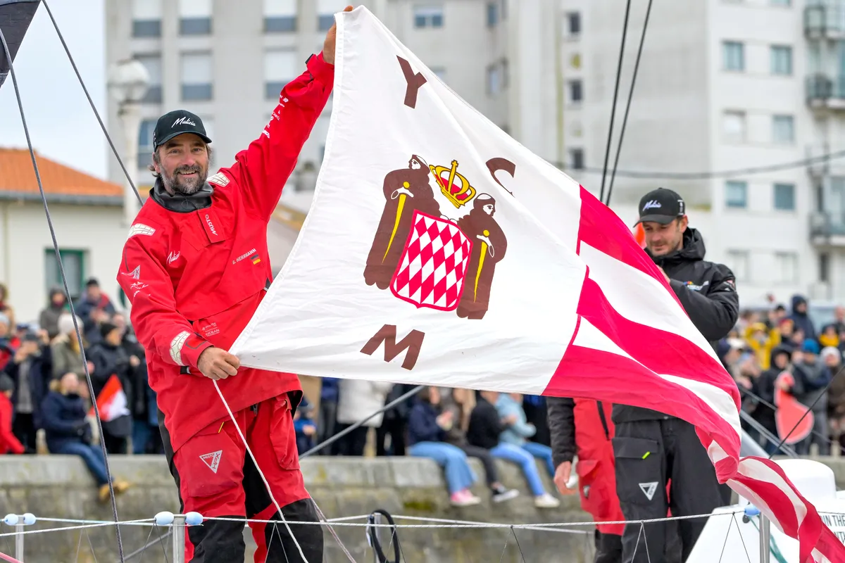 LES SABLES D'OLONNE, FRANCE - 30 JANVIER 2025 : Malizia - Le skipper de Seaexplorer Boris Herrmann (GER) est photographié après avoir pris la 12ème place du Vendée Globe, le 30 janvier 2025 aux Sables d'Olonne, France - (Photo by Olivier Blanchet / Alea)